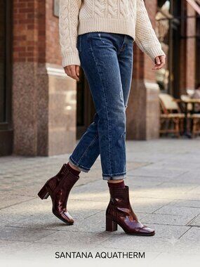 Vintage Y2K 08 Aquatherm Santana Maroon Goth Patent Ankle Boots Size 6 NEW